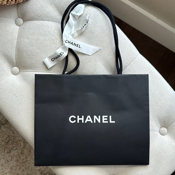 CHANEL Handbags - CHANEL Black Shopping Bag & Ribbon 12x9x5